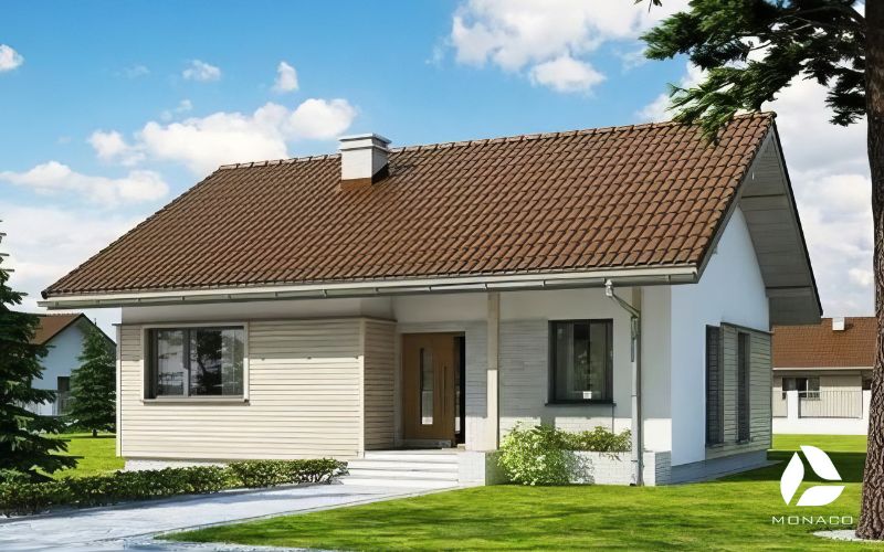 Mẫu xây nhà mái bằng 1 tầng 80m2 
