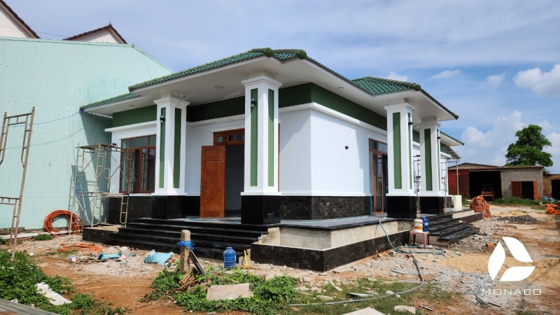 Mẫu xây nhà mái bằng 1 tầng 80m2 