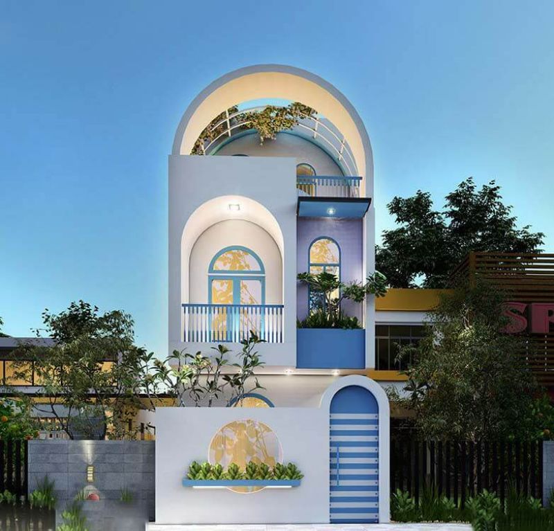 mẫu nhà 1 trệt 2 lầu hiện đại